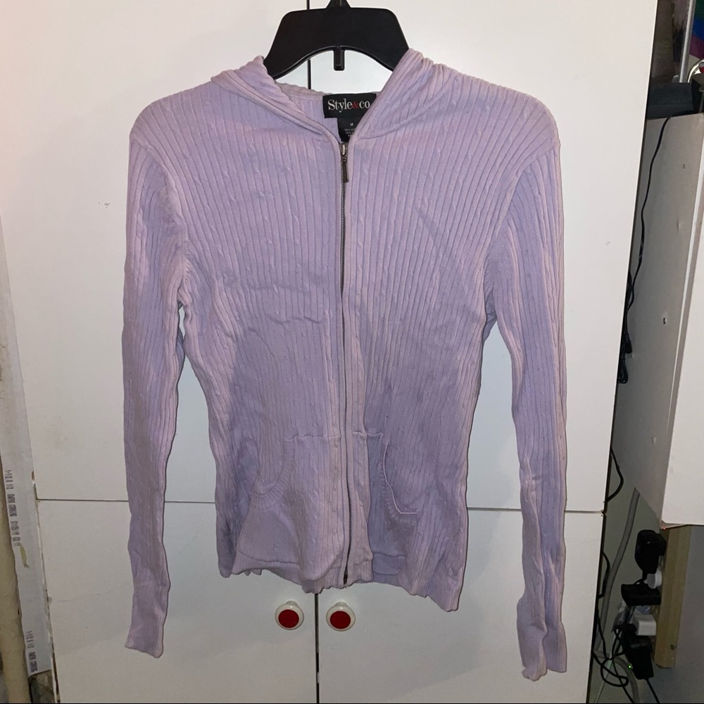 Style & Co Purple Zip Up Knit Sweater